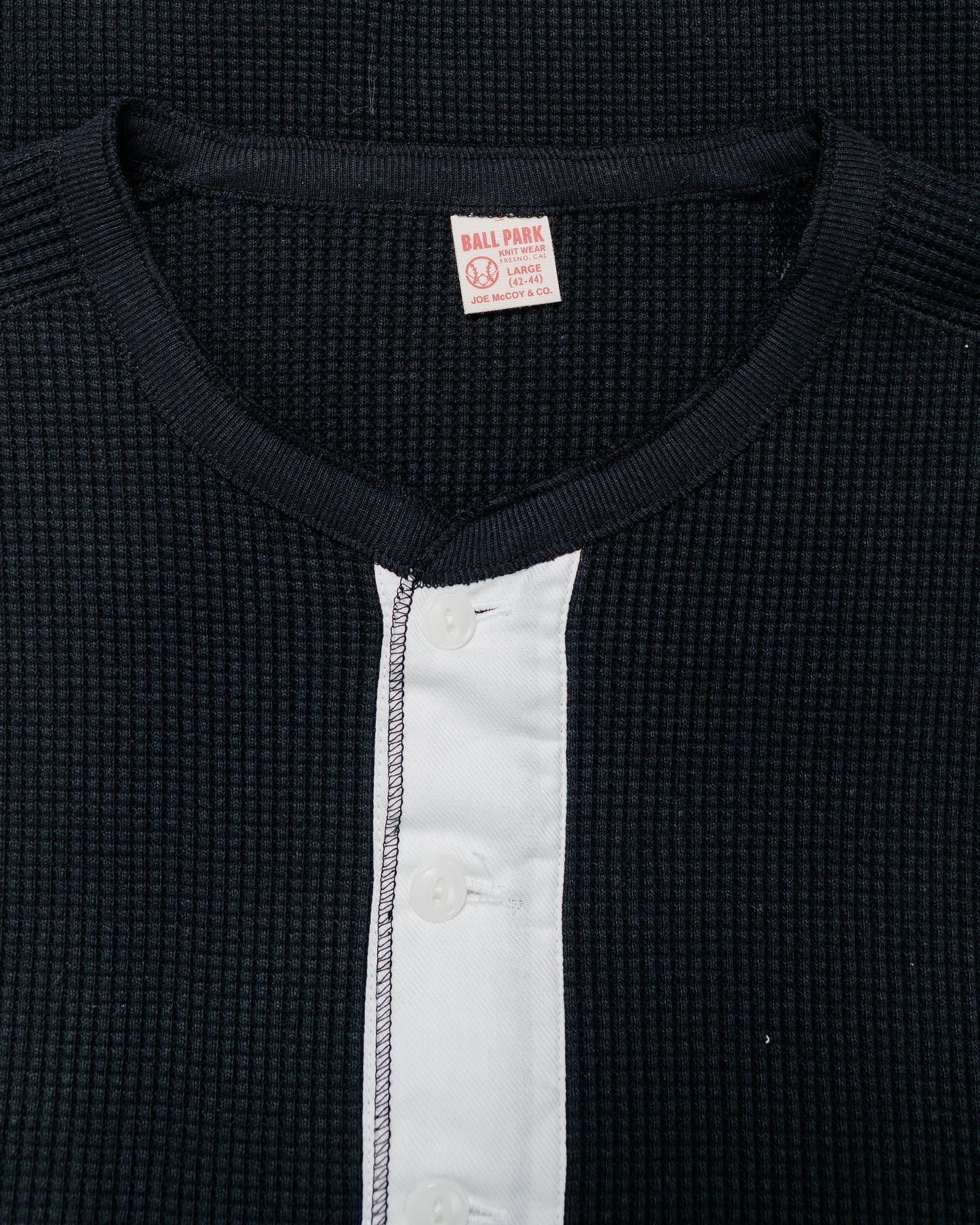 lost & found The Real McCoy's The Real McCoy's MC24122 Waffle Thermal Henley Undershirt L/S Black