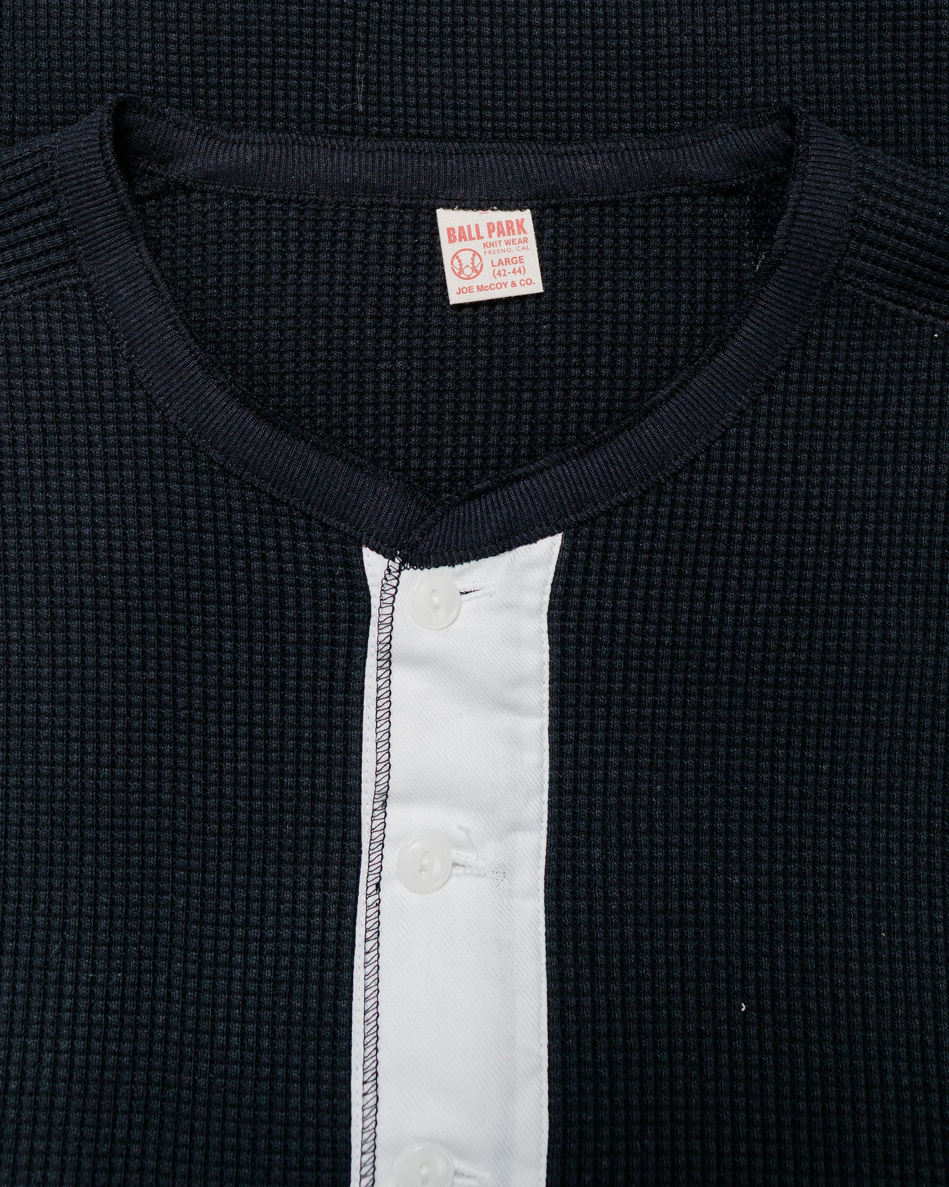 lost & found The Real McCoy's The Real McCoy's MC24122 Waffle Thermal Henley Undershirt L/S Black