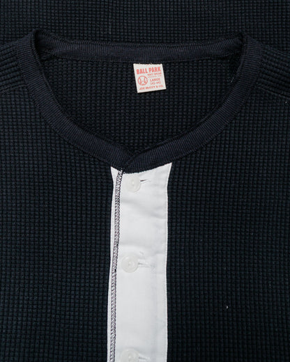 lost & found The Real McCoy's The Real McCoy's MC24122 Waffle Thermal Henley Undershirt L/S Black