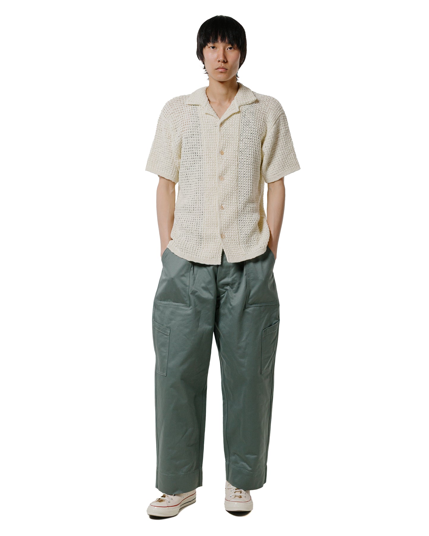 lost & found The Real McCoy's The Real McCoy's MC25002 Cotton Knitted Button Up Shirt Milk