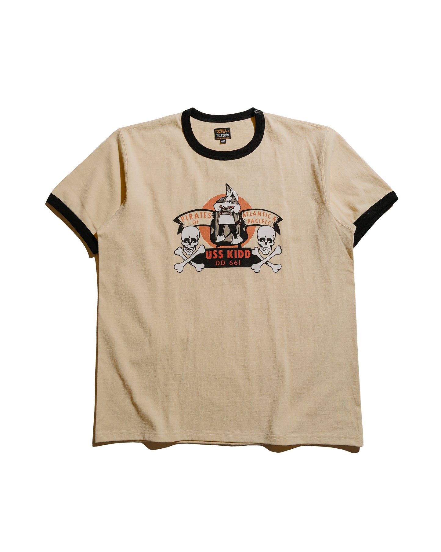 lost & found The Real McCoy's The Real McCoy's MC25005 Military Tee / USS Kidd Ecru/Black