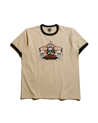 lost & found The Real McCoy's The Real McCoy's MC25005 Military Tee / USS Kidd Ecru/Black
