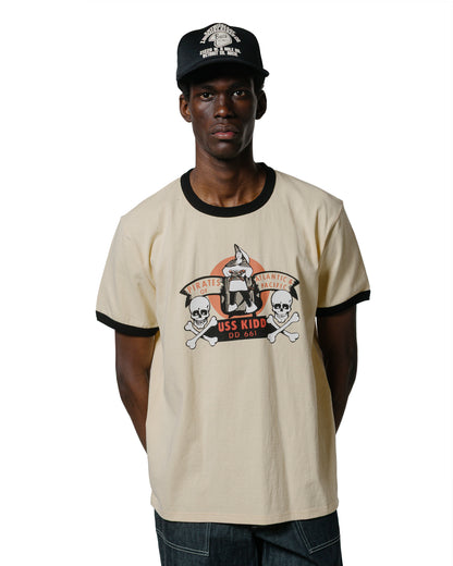 lost & found The Real McCoy's The Real McCoy's MC25005 Military Tee / USS Kidd Ecru/Black