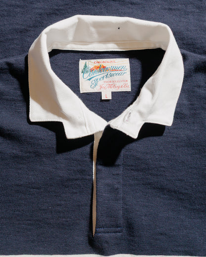 lost & found The Real McCoy's The Real McCoy's MC25013 Climbers' Striped Rugby Shirt Navy/Ecru