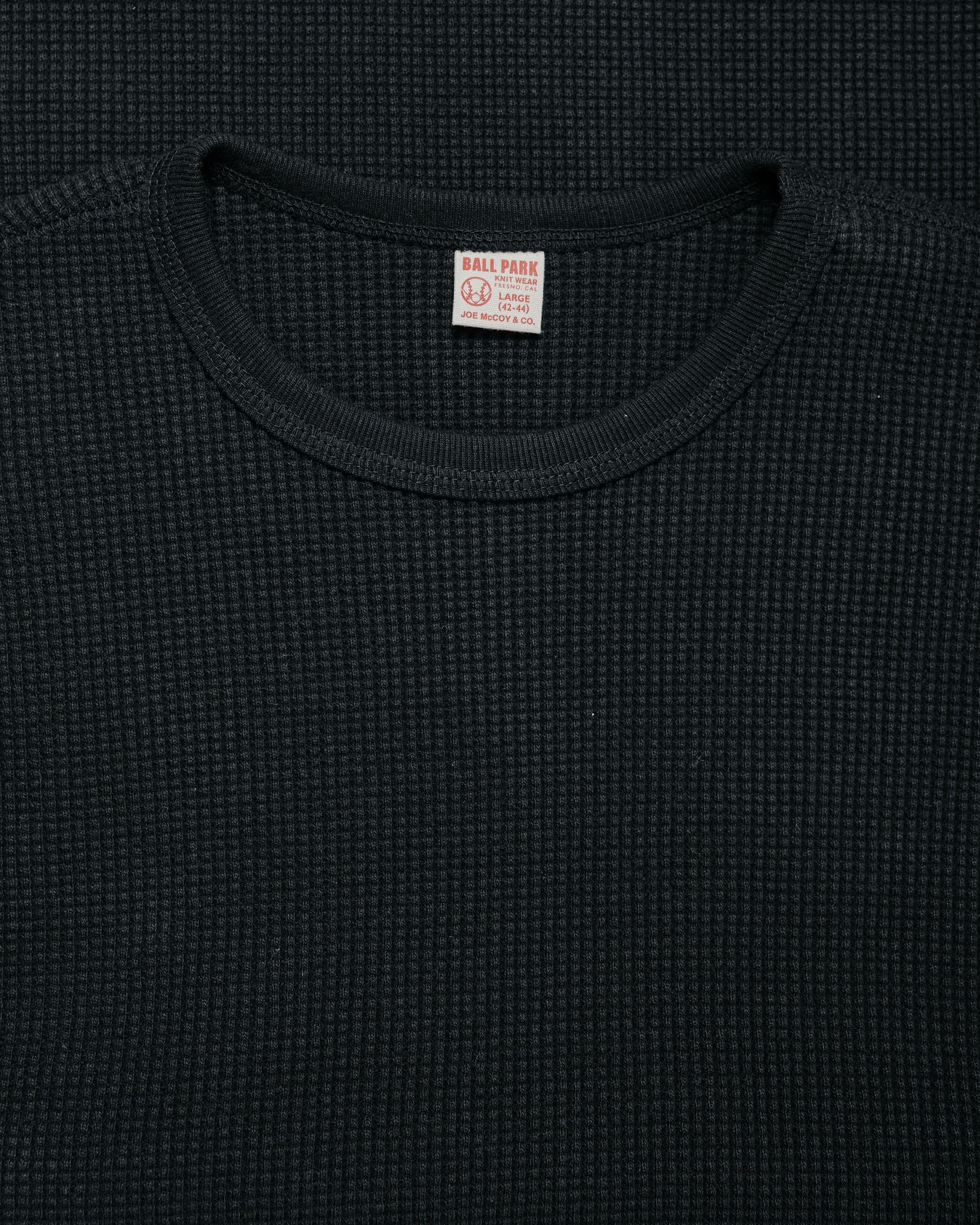 lost & found The Real McCoy's The Real McCoy's MC25103 Ball Park Waffle Thermal Shirt L/S Tee Black