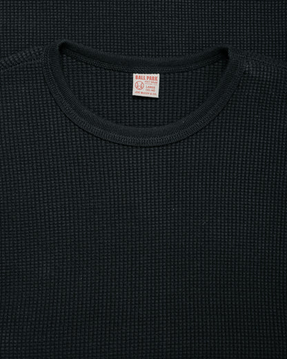 lost & found The Real McCoy's The Real McCoy's MC25103 Ball Park Waffle Thermal Shirt L/S Tee Black