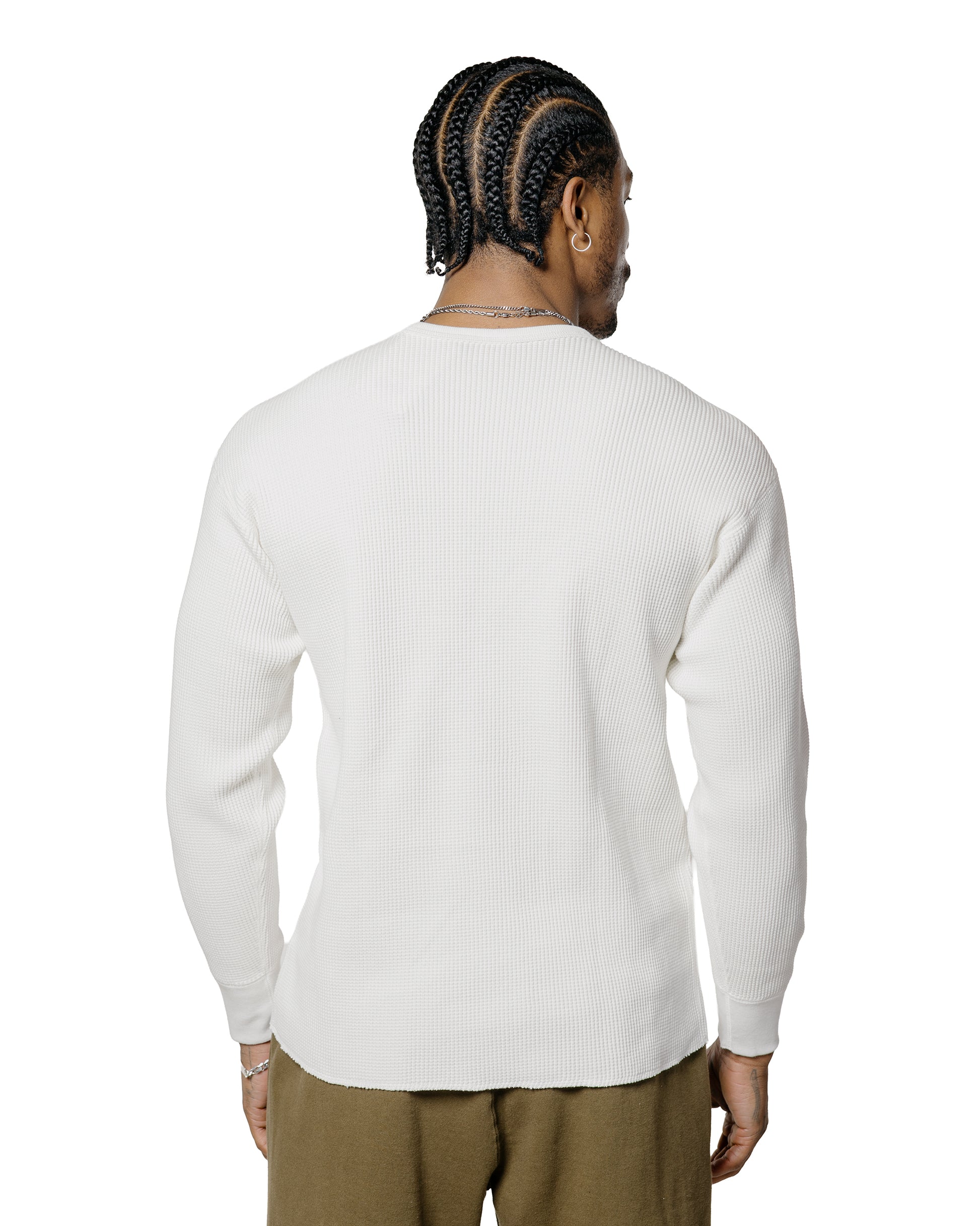 lost & found The Real McCoy's The Real McCoy's MC25103 Ball Park Waffle Thermal Shirt L/S Tee White