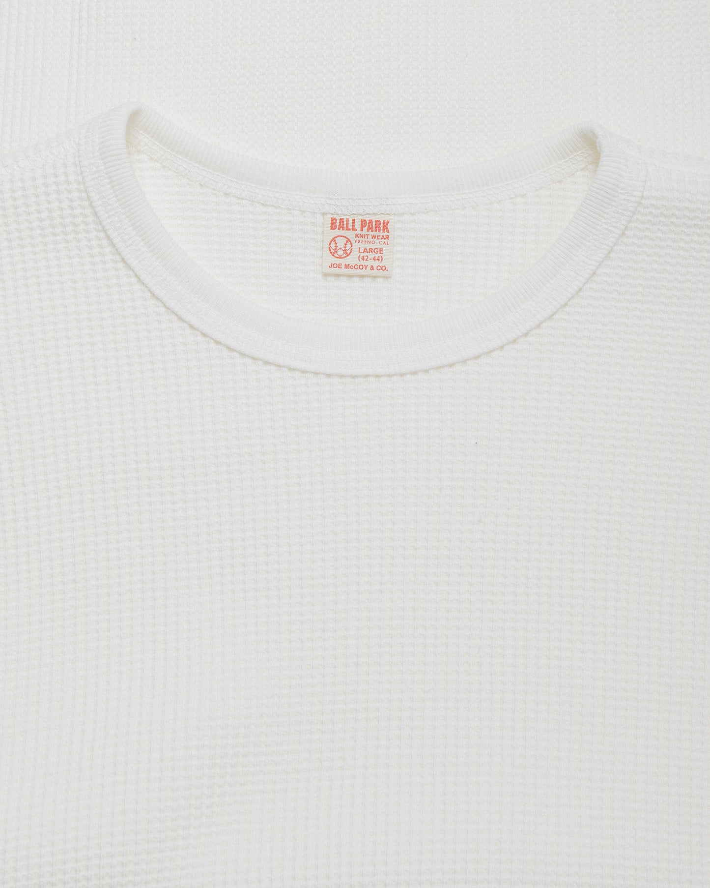 lost & found The Real McCoy's The Real McCoy's MC25103 Ball Park Waffle Thermal Shirt L/S Tee White
