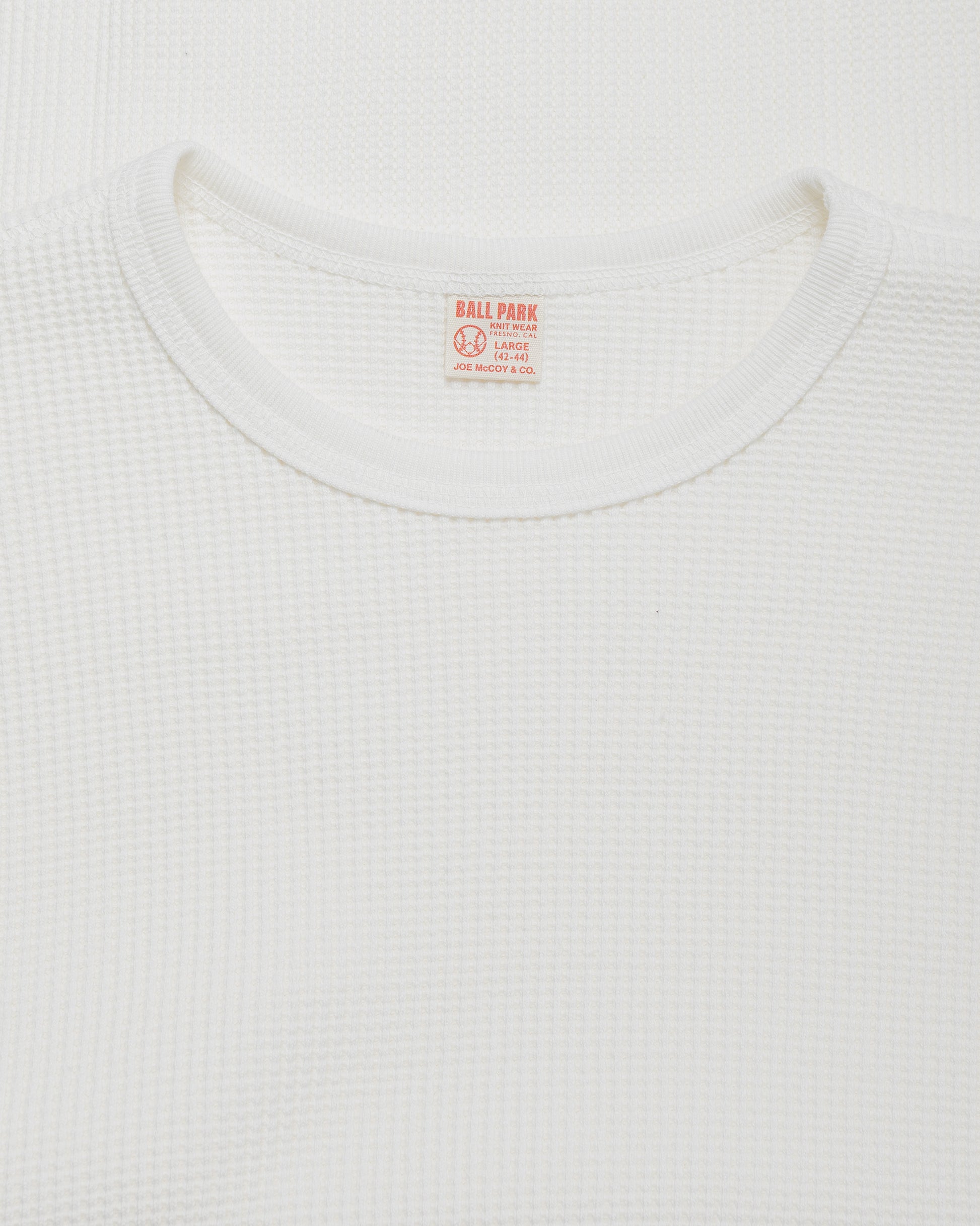 lost & found The Real McCoy's The Real McCoy's MC25103 Ball Park Waffle Thermal Shirt L/S Tee White