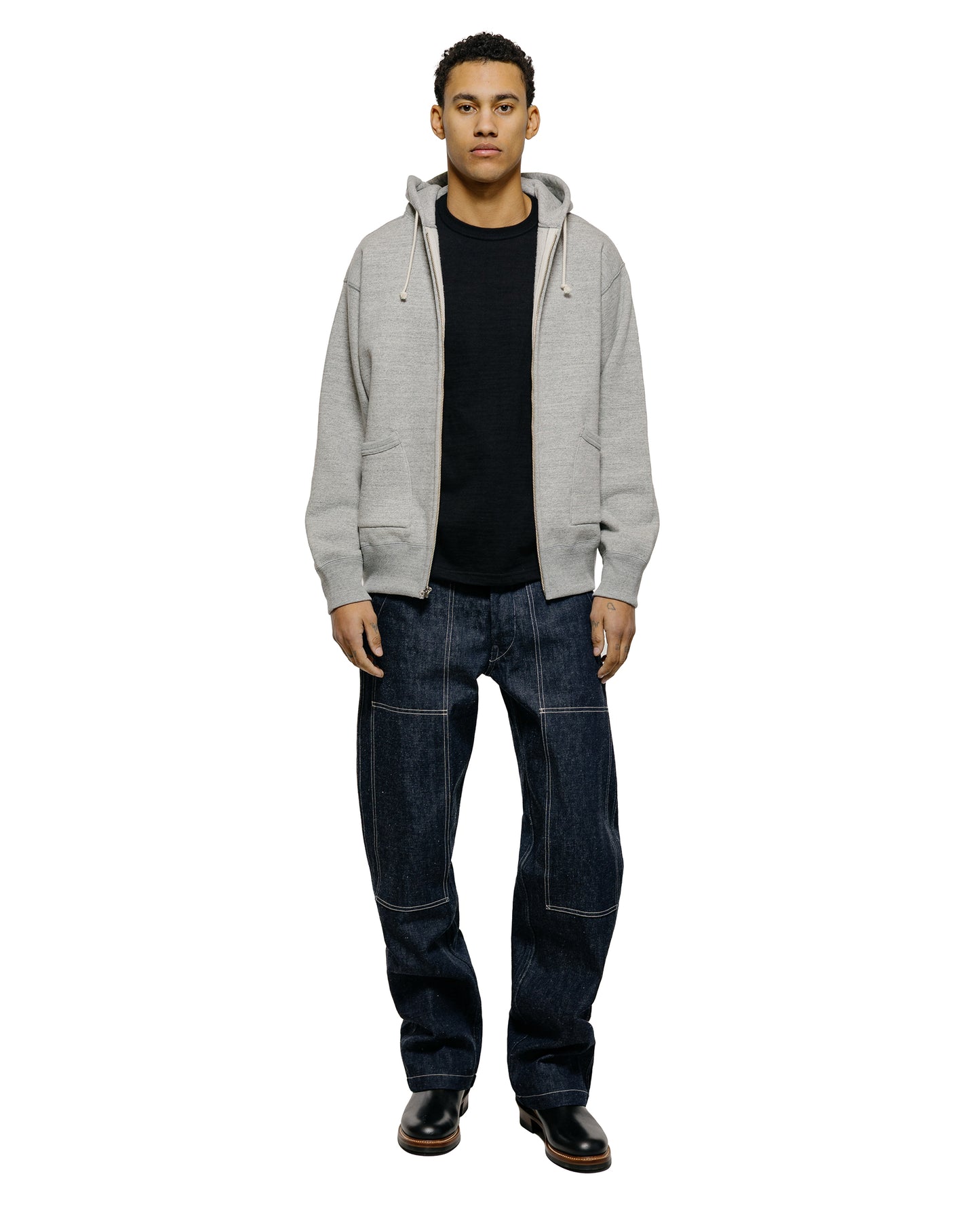 lost & found The Real McCoy's The Real McCoy's MC25106 12 Oz. Ball Park F/Z Hooded Sweatshirt M.Gray