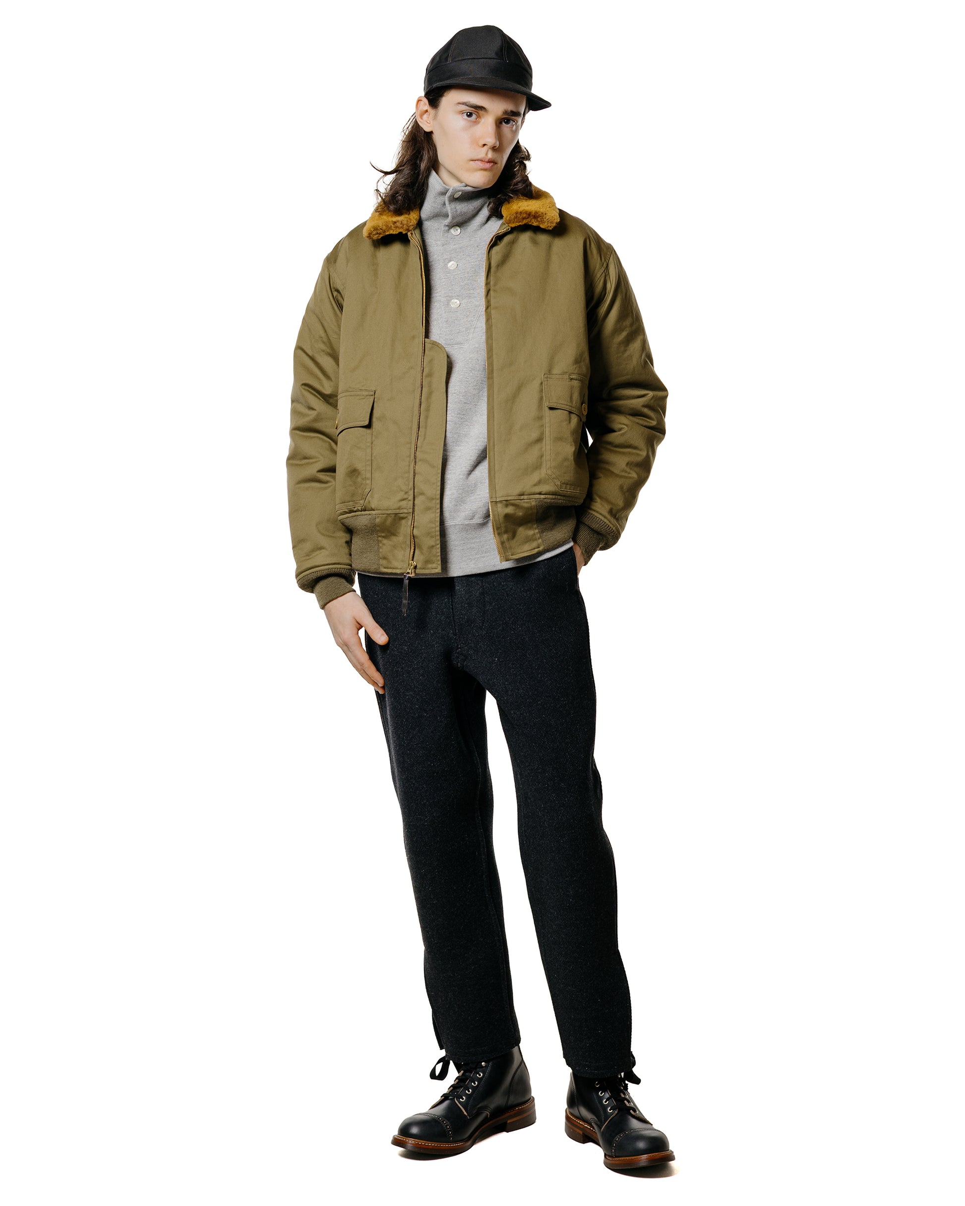lost & found The Real McCoy's The Real McCoy's MC25110 10 oz. Loopwheel Cruiser Sweatshirt Gray