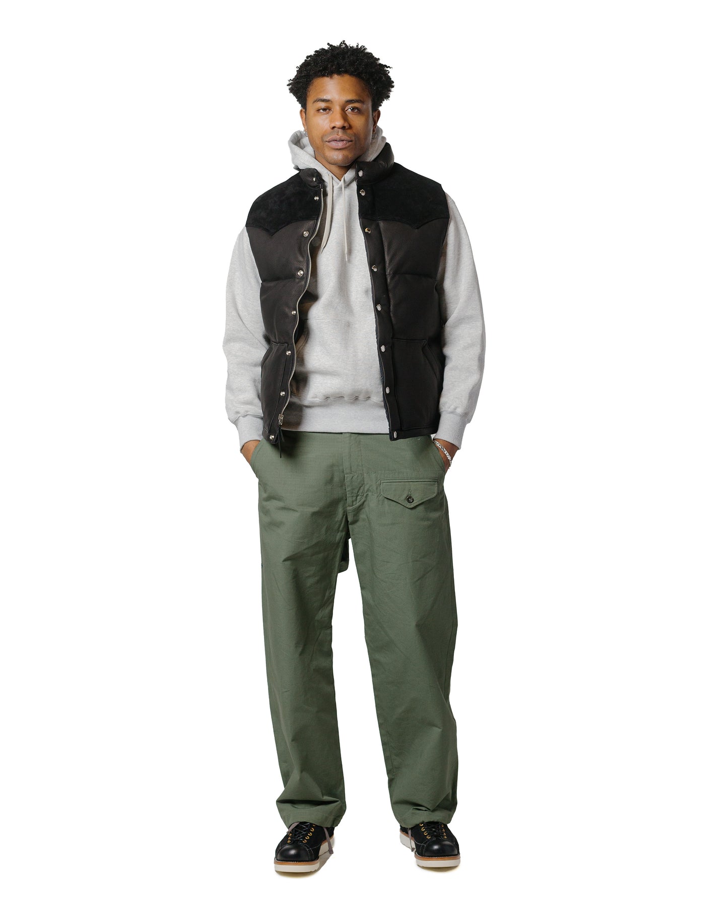 lost & found The Real McCoy's The Real McCoy's MJ22119 Deerskin Down Vest Black