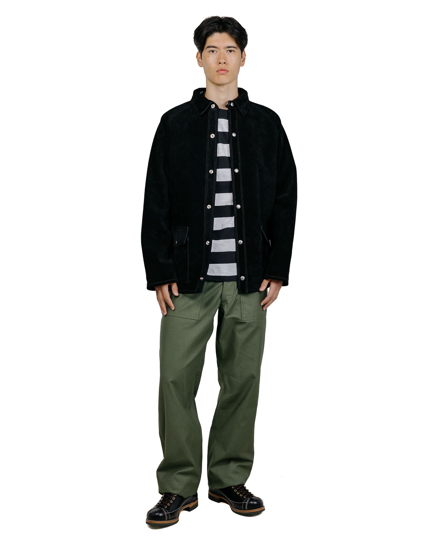 The Real McCoy's MJ23014 8HU Leather Welder Jacket Black
