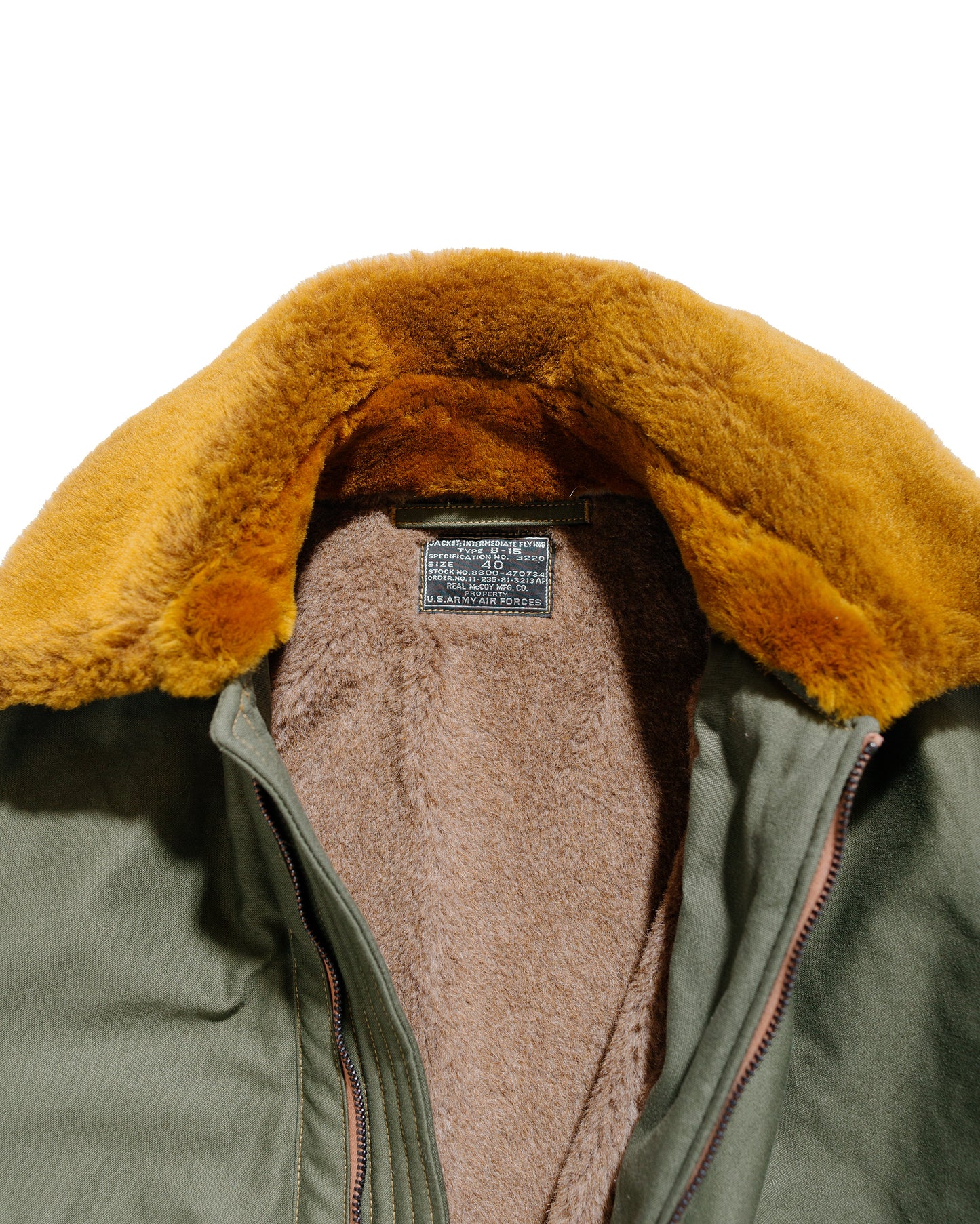 lost & found The Real McCoy's The Real McCoy's MJ23109 Type B-15 Real McCoy Mfg. Co. Olive