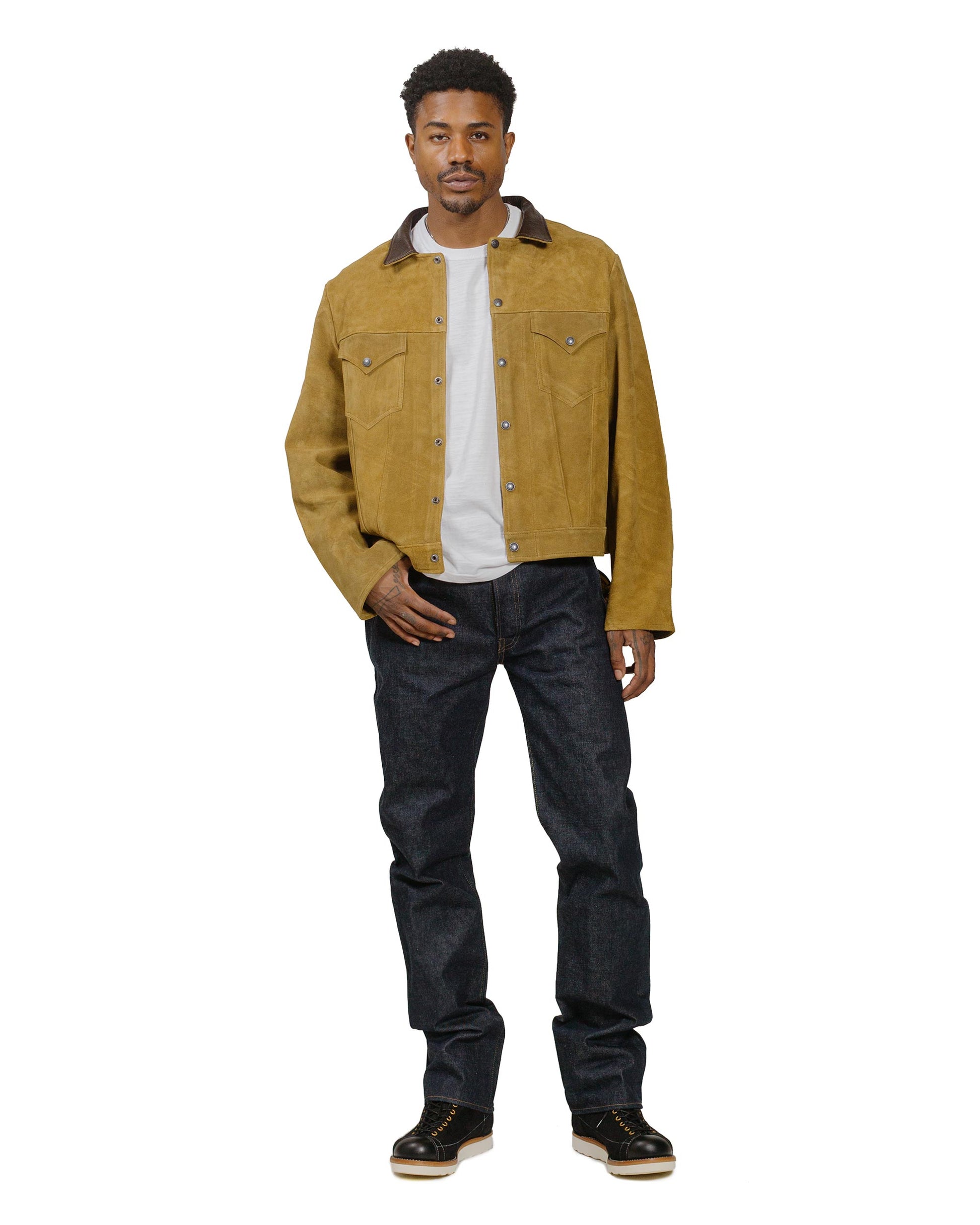 lost & found The Real McCoy's The Real McCoy's MJ24007 Rough Out Leather Western Jacket Brown