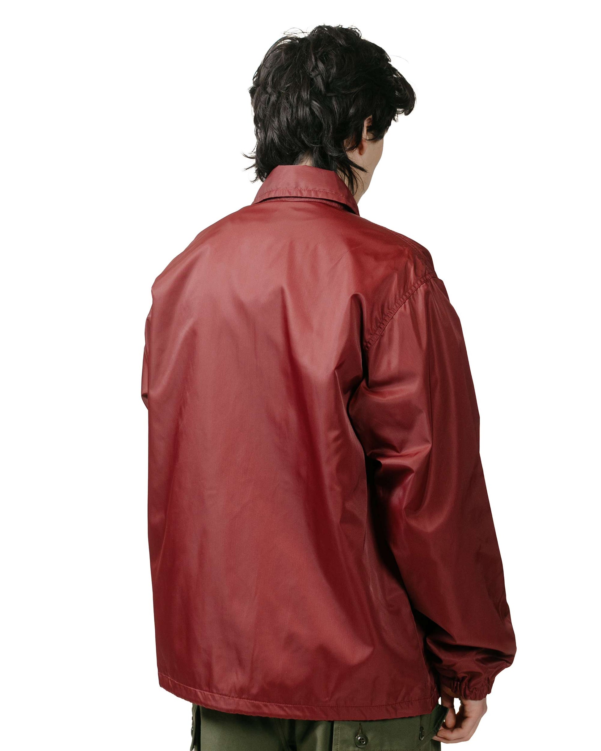 The Real McCoy's MJ24010 Nylon Cotton Lined Coach Jacket Burgundy model back