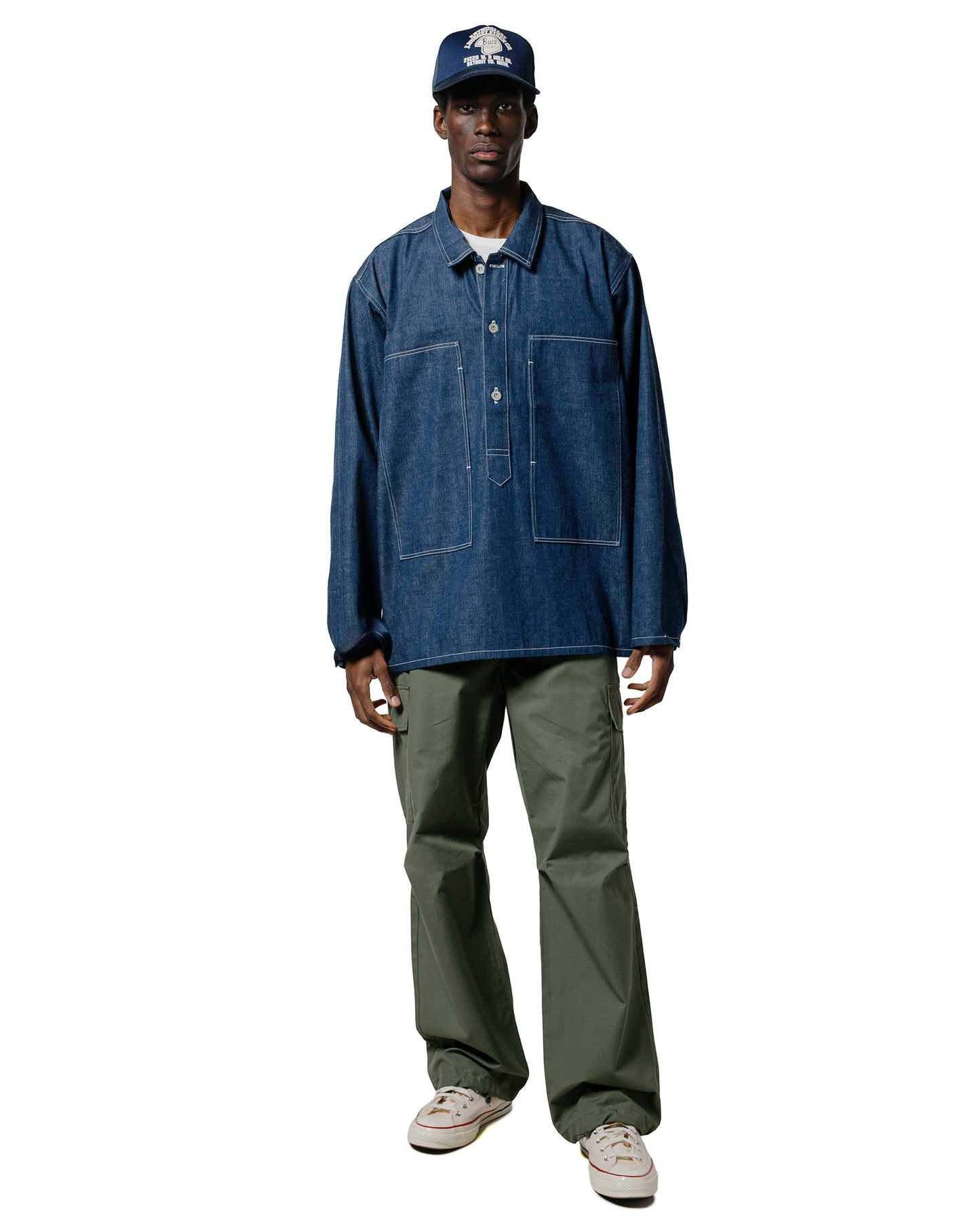lost & found The Real McCoy's The Real McCoy's MJ25005 Jumper, Working, Denim, Blue Indigo