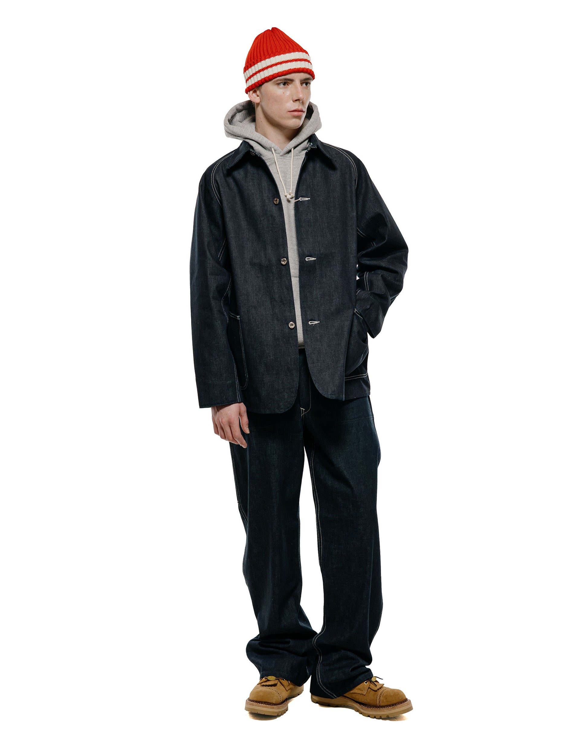 lost & found The Real McCoy's The Real McCoy's MJ26008 WWII Raglan Sleeve Denim Chore Coat Indigo