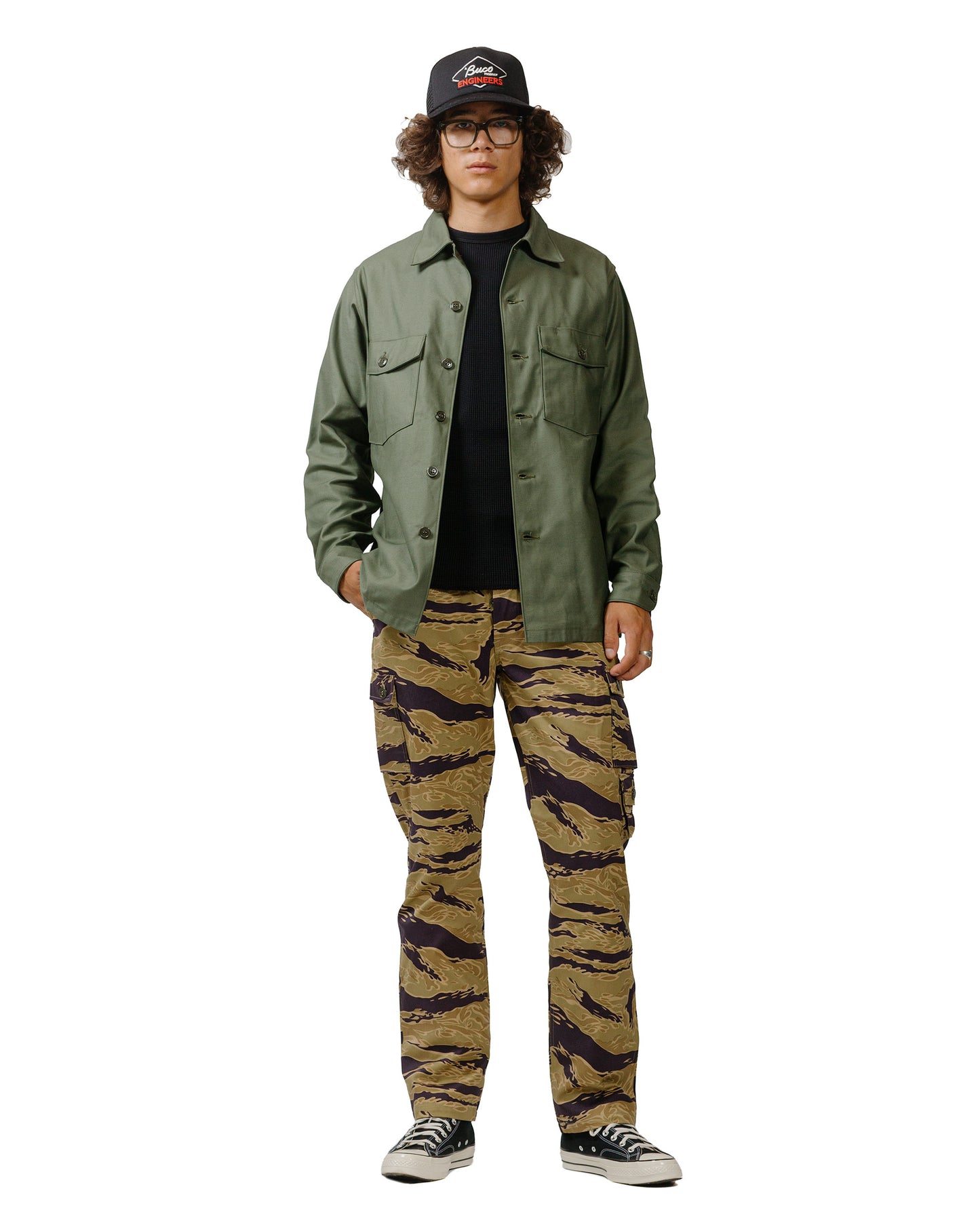 lost & found The Real McCoy's The Real McCoy's MP24001 Tiger Camouflage Trousers / Advisor Khaki