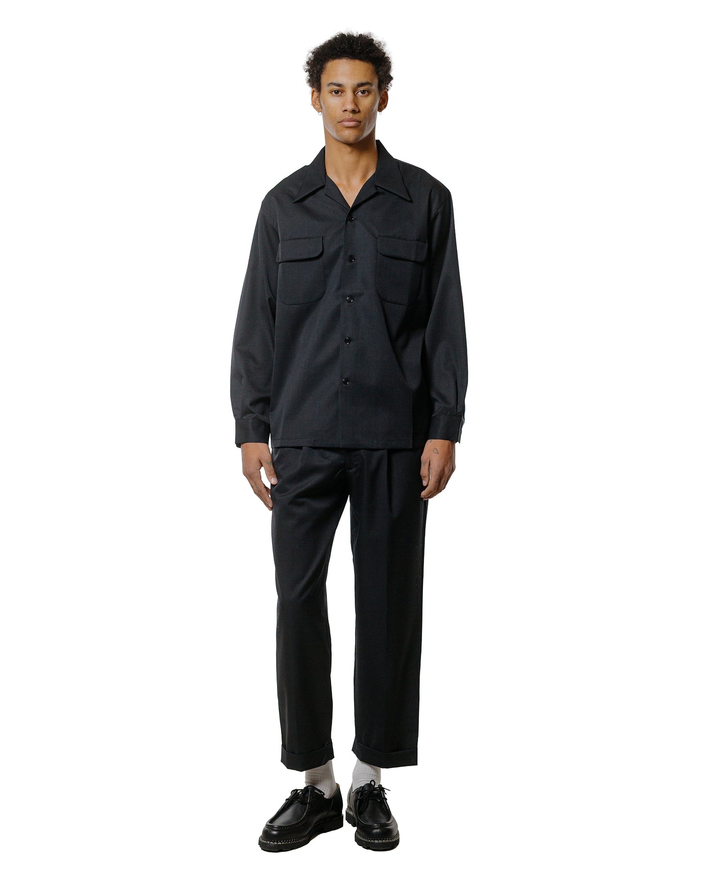 lost & found The Real McCoy's The Real McCoy's MP25101 Single-Pleat Wool Trousers Charcoal