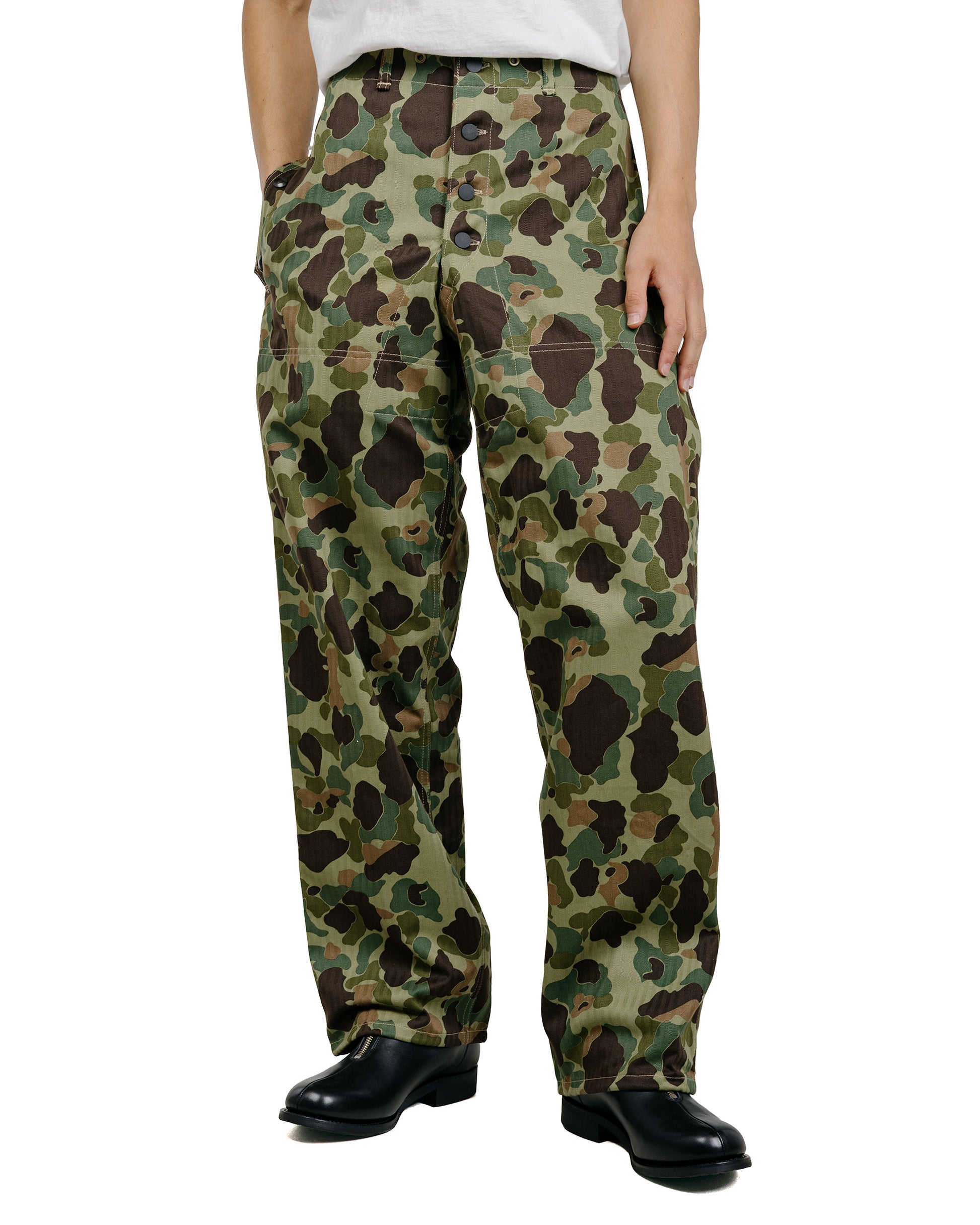 The Real McCoy's MP26001 P1944 Reversible Frogskin Camouflage Trousers Green