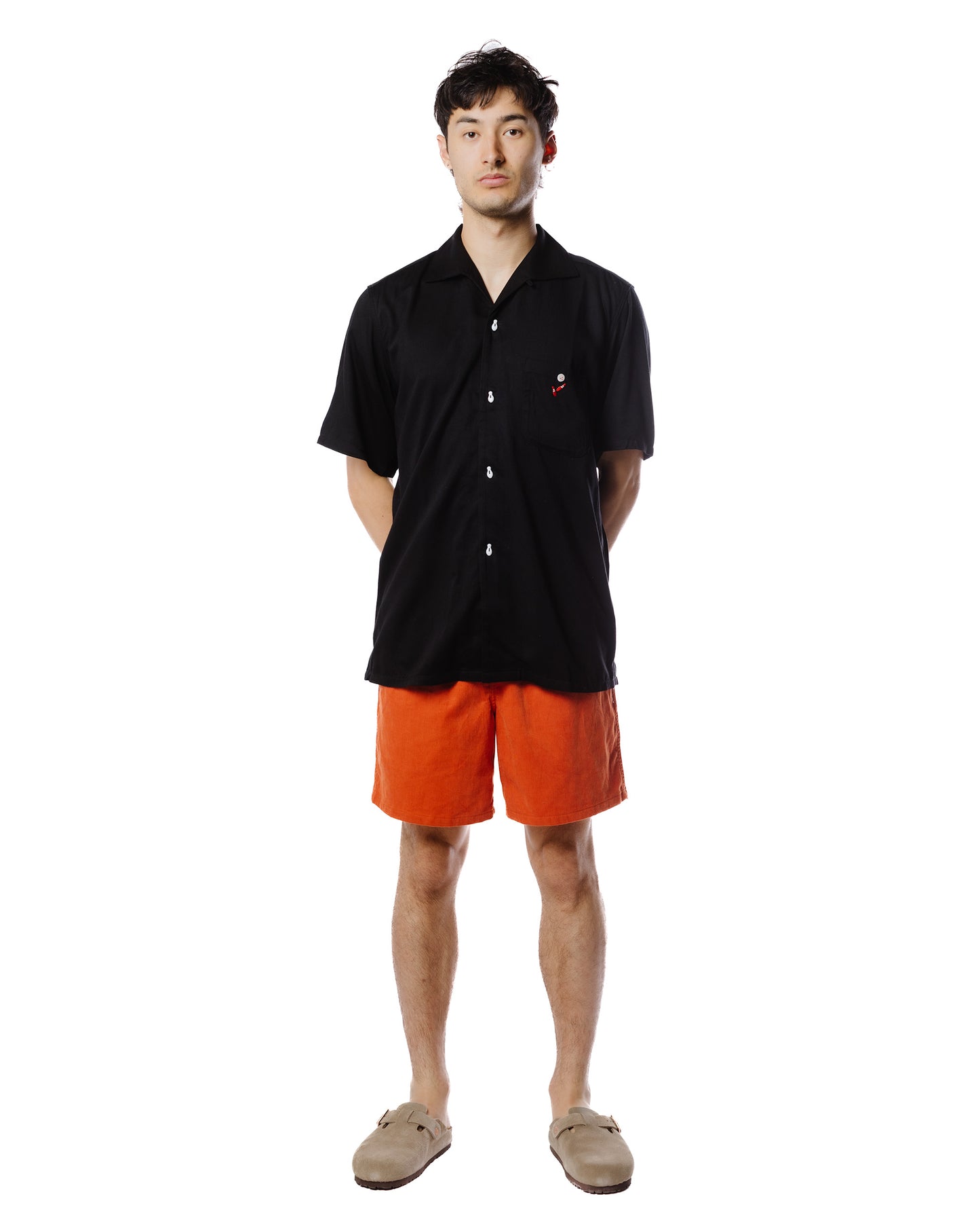 lost & found The Real McCoy's The Real McCoy's MS22002 Rayon Bowling Shirt / Jolly Roger Black