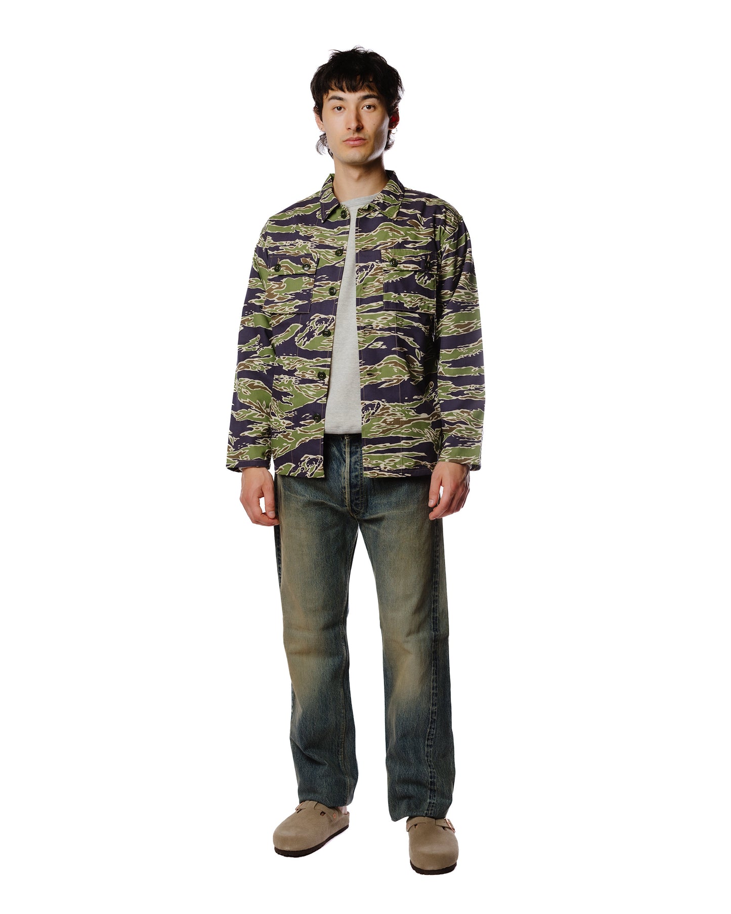 lost & found The Real McCoy's The Real McCoy's MS23002 Tiger Camouflage Shirt / Late War Green