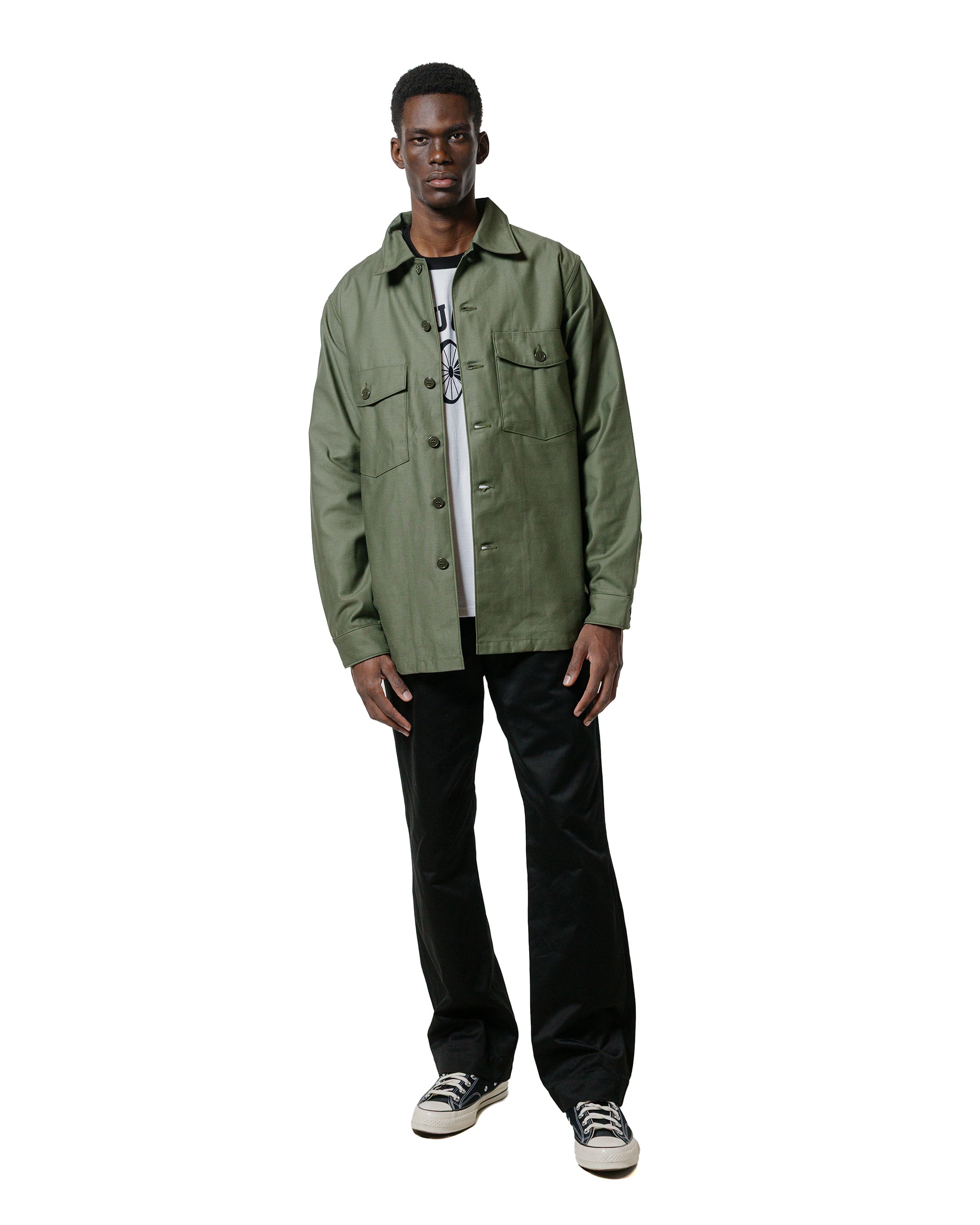 lost & found The Real McCoy's The Real McCoy's MS23101 Shirt, Man's, Cotton Sateen, OG-107 Olive