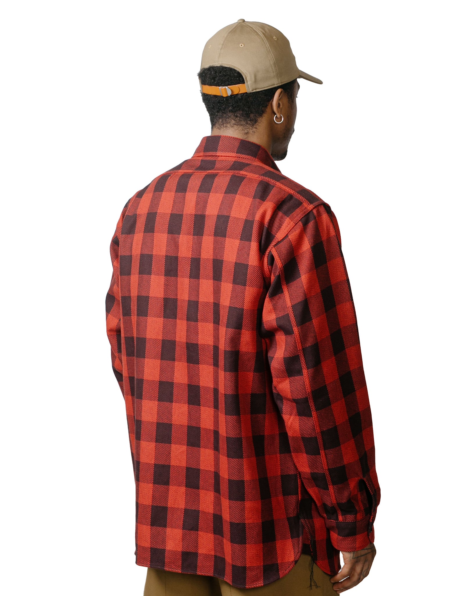 The Real McCoy's MS23104 8HU Twisted-Yarn Buffalo Check Flannel Shirt Red/Black model back