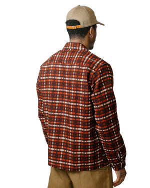 The Real McCoy's MS23106 Wool Stripe Open-Collar Shirt Brown/Orange model back