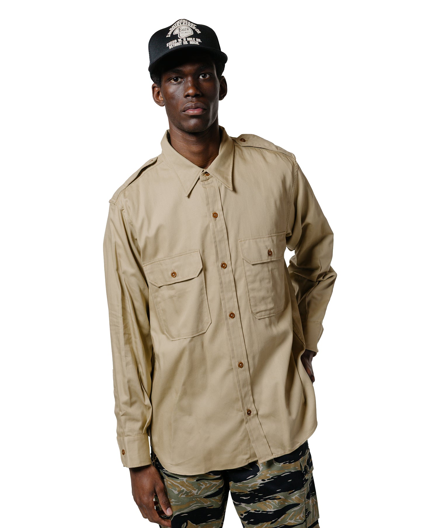 lost & found The Real McCoy's The Real McCoy's MS24001 Khaki Shirt L/S (Modify) Khaki