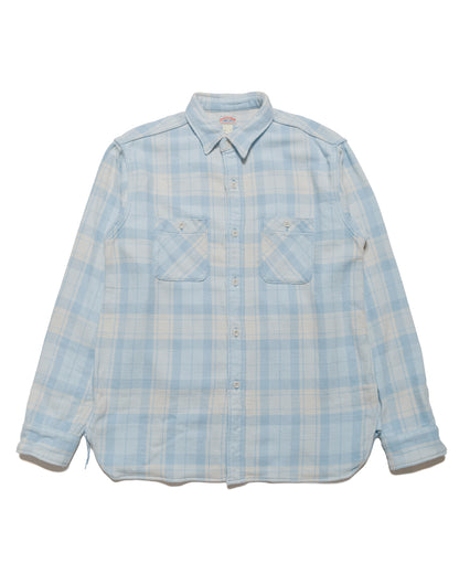 lost & found The Real McCoy's The Real McCoy's MS24007 8HU Block Check Summer Flannel Shirt Light Blue