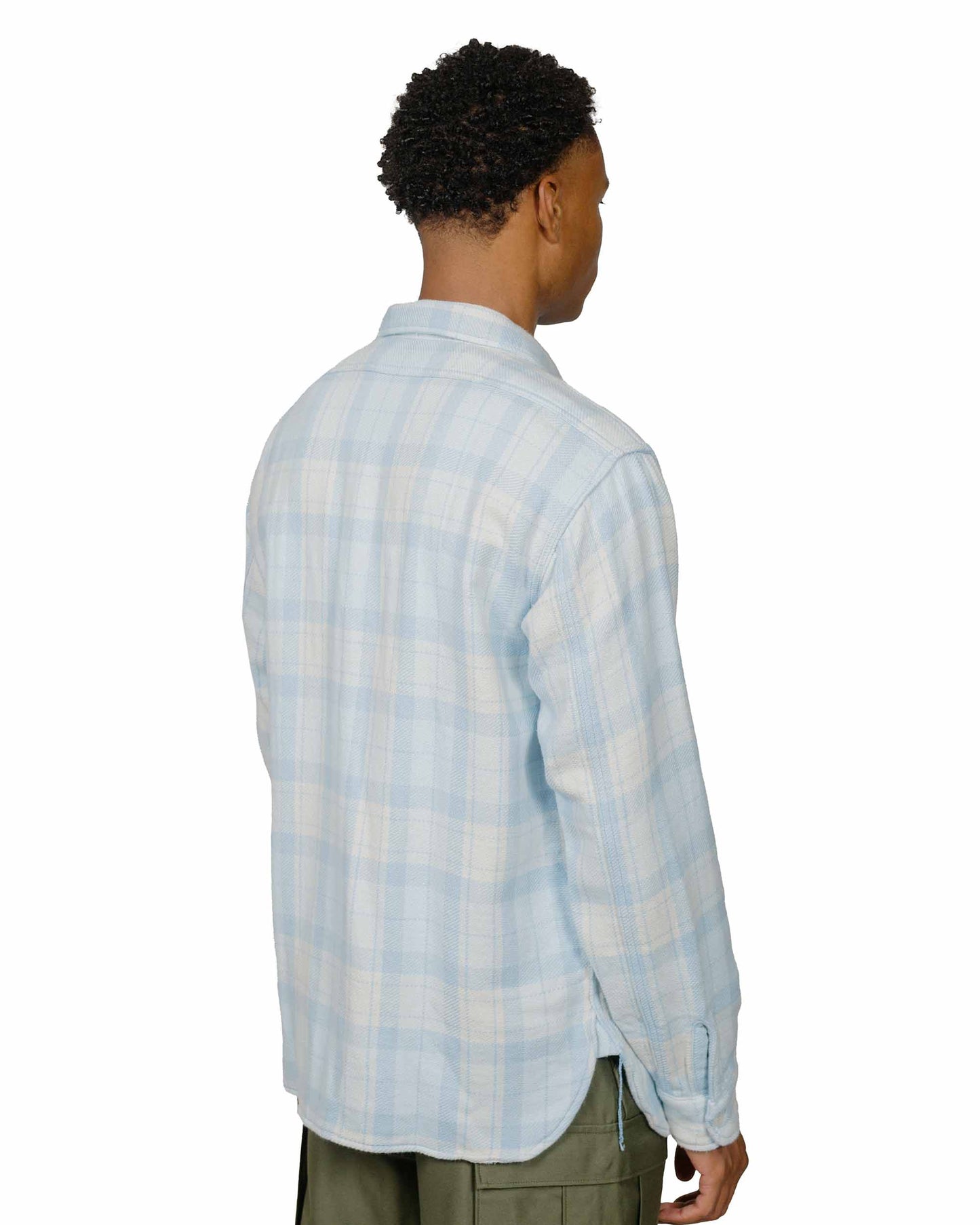 lost & found The Real McCoy's The Real McCoy's MS24007 8HU Block Check Summer Flannel Shirt Light Blue