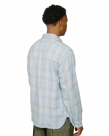 lost & found The Real McCoy's The Real McCoy's MS24007 8HU Block Check Summer Flannel Shirt Light Blue