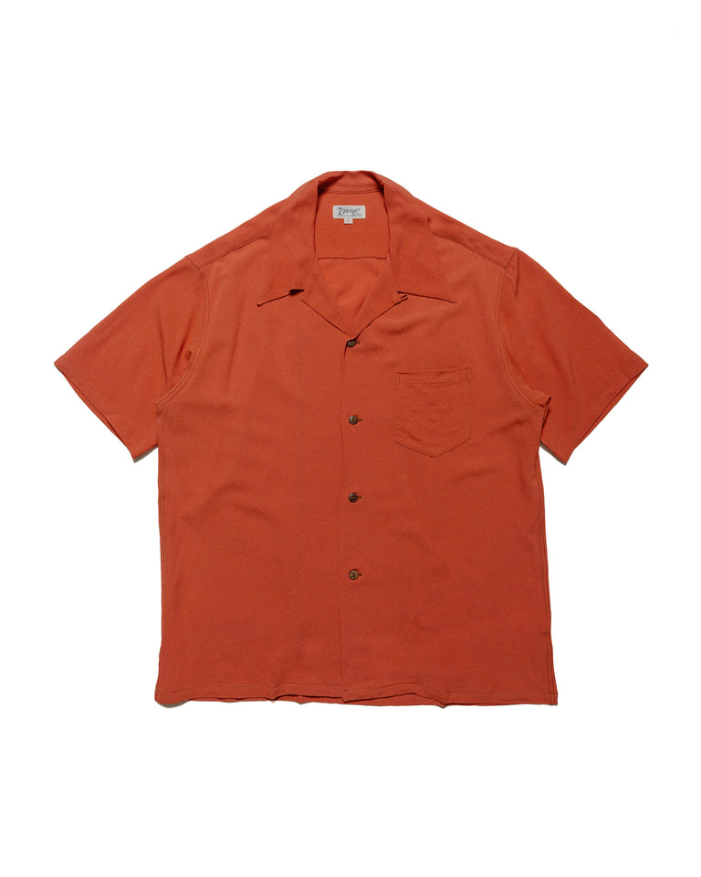 The Real McCoy's MS24008 Silk Rayon Open Collar Shirt Orange