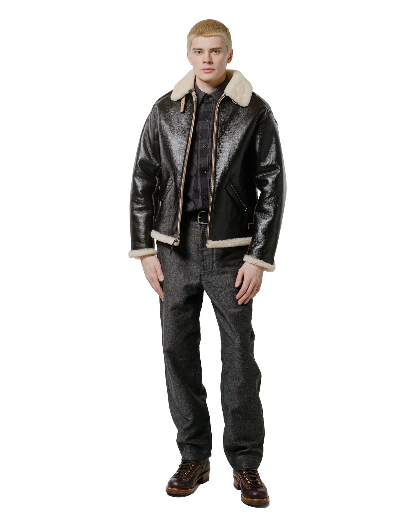 lost & found The Real McCoy's The Real McCoy's MS24102 8HU Twisted-Yarn Buffalo Check Flannel Shirt Black/Charcoal