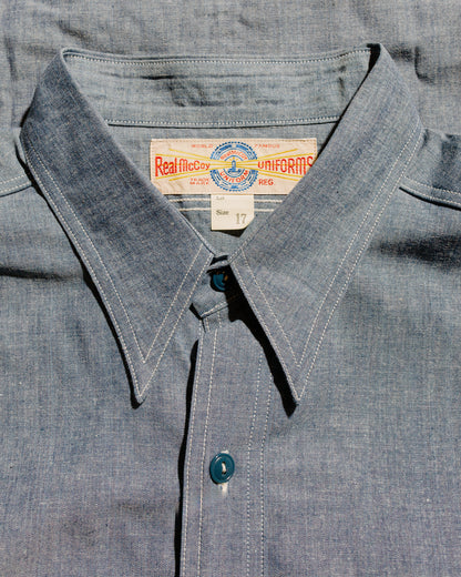 lost & found The Real McCoy's The Real McCoy's MS25003 U.S. Navy Chambray Shirt L/S (Modify) Light Blue