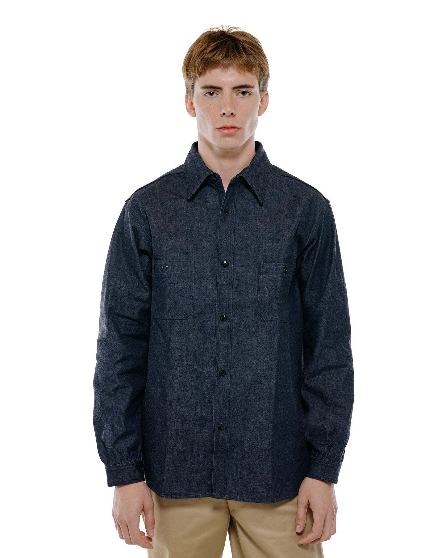 The Real McCoy's MS25103 8HU Denim Serviceman Work Shirt Indigo