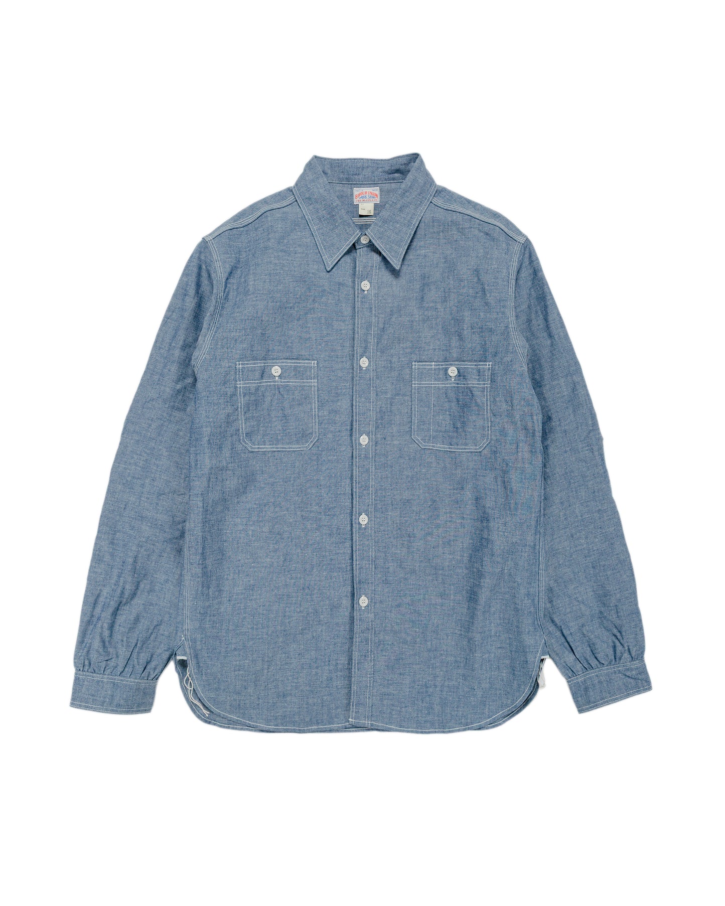 lost & found The Real McCoy's The Real McCoy's MS25104 8HU Chambray Serviceman Work Shirt Light Blue