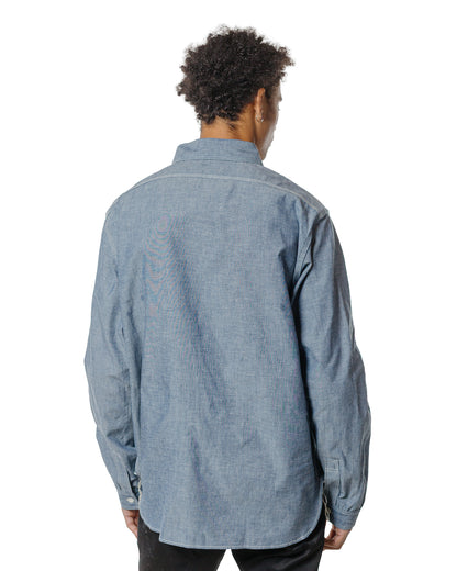 lost & found The Real McCoy's The Real McCoy's MS25104 8HU Chambray Serviceman Work Shirt Light Blue