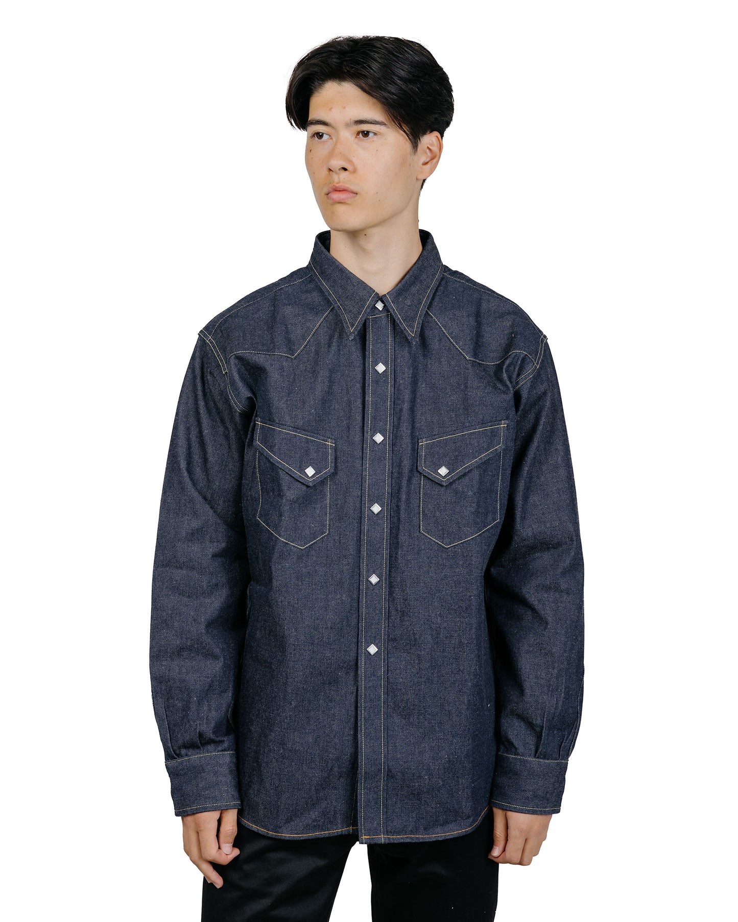 The Real McCoy's MS25107 Denim Western Shirt  Ridge Slant Indigo