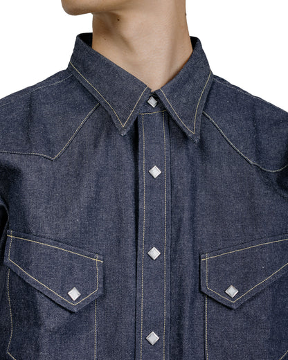 The Real McCoy's MS25107 Denim Western Shirt  Ridge Slant Indigo
