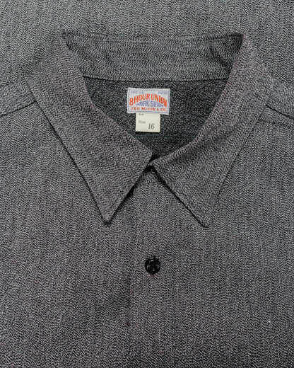 lost & found The Real McCoy's The Real McCoy's MS25109 8HU Cigarette Pocket Mock-Twist Chambray Work Shirt Black
