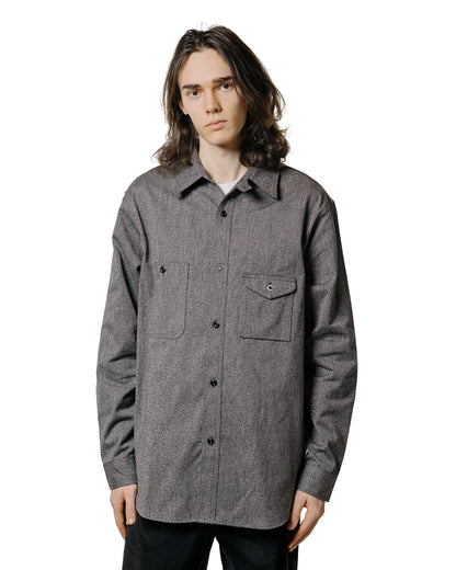 lost & found The Real McCoy's The Real McCoy's MS25109 8HU Cigarette Pocket Mock-Twist Chambray Work Shirt Black