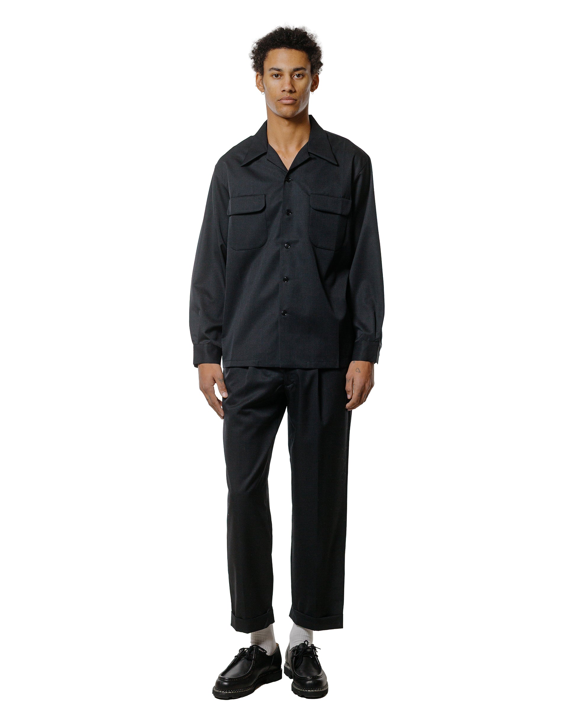 lost & found The Real McCoy's The Real McCoy's MS25110 Open-Collar Wool Shirt Charcoal