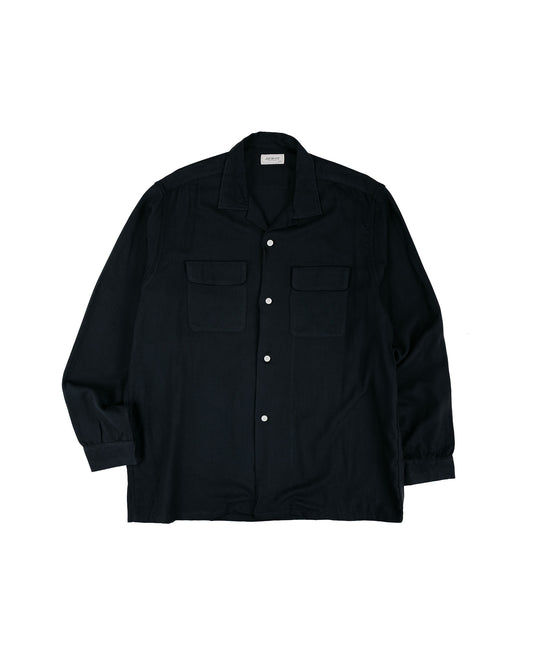 lost & found The Real McCoy's The Real McCoy's MS26008 Open Collar Rayon Shirt Black