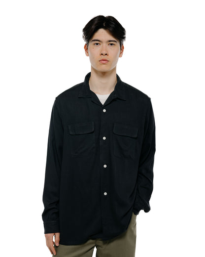 lost & found The Real McCoy's The Real McCoy's MS26008 Open Collar Rayon Shirt Black