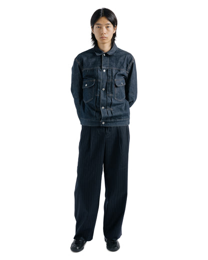 Universal Products Wool 2 Tuck Trousers Navy Stripe