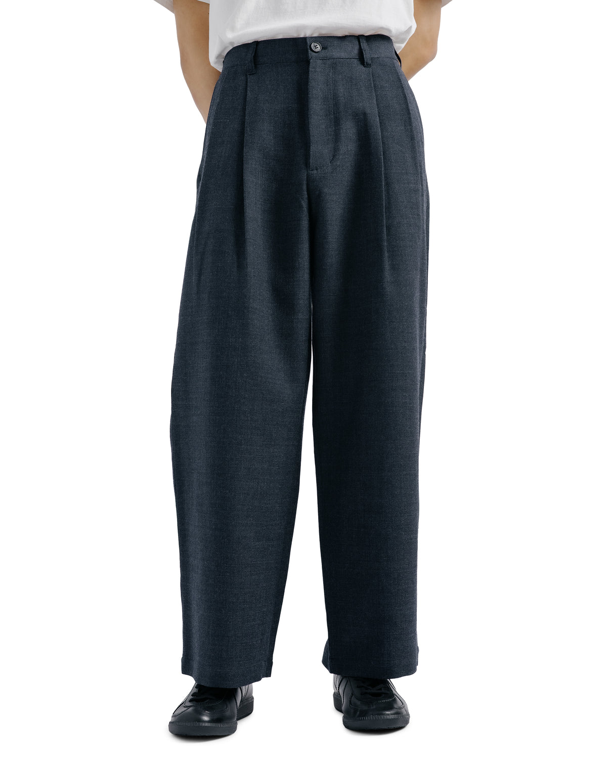 Universal Products Wool Cotton 2 Tuck Trousers Charcoal
