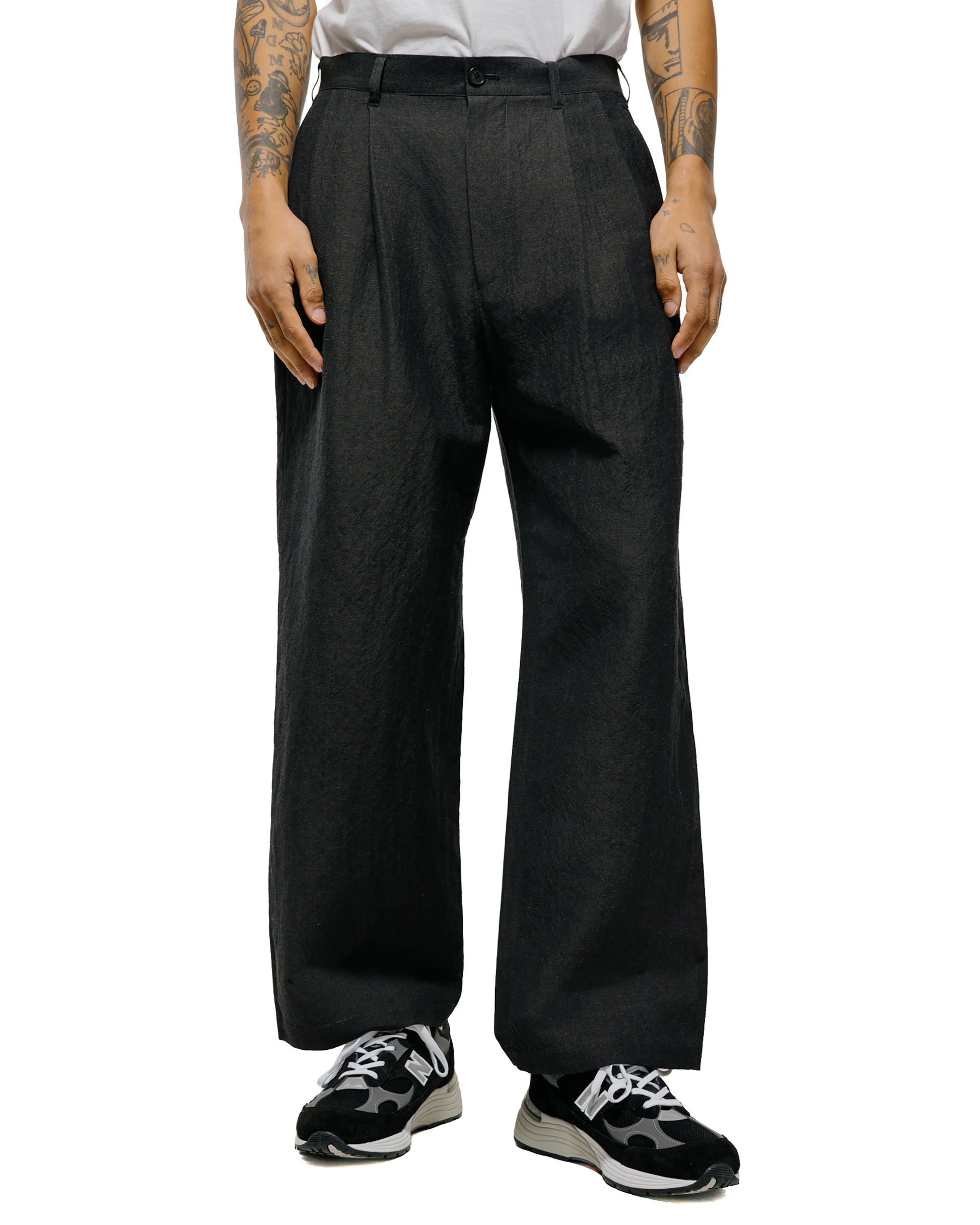 lost & found Universal Products Universal Products Wool Linen 2 Tuck Trousers Charcoal